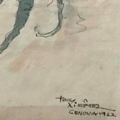 Tony Ximenez. Painting. El Hombre del Oceano, 1962. Original signed. Mixed media