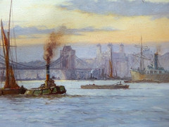 Large Oil on Canvas – Tower Bridge London c1900 by Rodney Charman UK Artist 1983