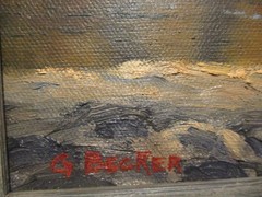 Signed George Becker Plein Air Landscape Idaho Gold Oil Painting on Canvas Frame