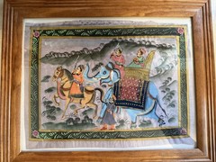 Vintage Indian Miniature Painting On Silk Cloth(royal Procession)SAWAR.see Pics