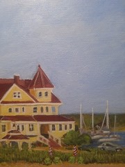 Original Contemporary 10×10 Acrylic Painting Vacation Hideaway Earth Tones…