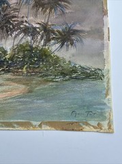 AGNES TAIT ORIGINAL PAINTING TROPICAL ISLAND BEACH SCENE COASTAL LANDSCAPE RARE
