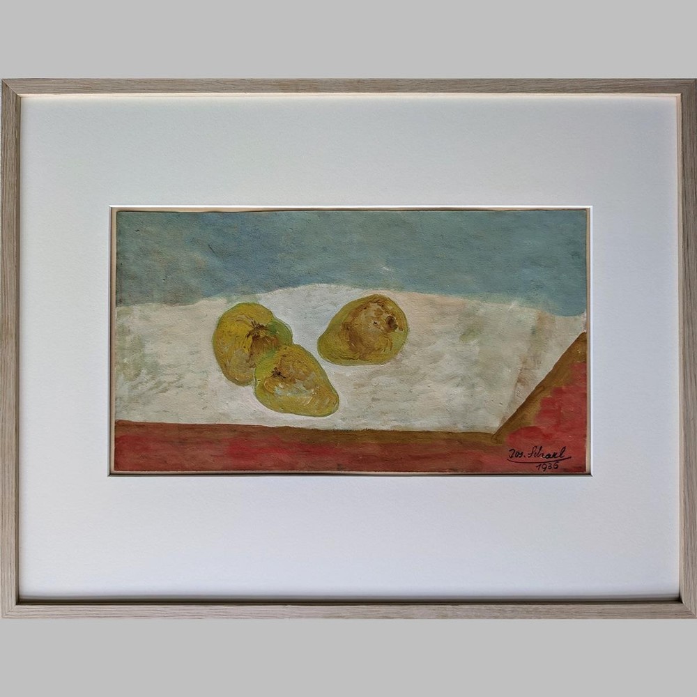 Josef Scharl still life pears unique gouache autographed new objectivity