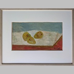 Josef Scharl still life pears unique gouache autographed new objectivity