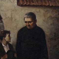 Max Bruck After Adolf Lüben – Framed 20th Century Oil, Calling for Supper