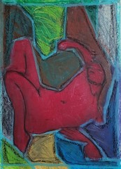 Portrait Woman – Abstract Modern Art – Oil Chalk A4 Paper – Modern Art