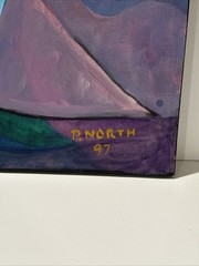 ABSTRACT PAINTING VINTAGE PHILIP NORTH CUBIST CUBISM ORIGINAL 30 Inches Rare AZ