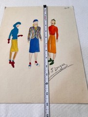 Watercolor Ladies Casual Fashion Design 1940s Artist Original 11″ X 14″
