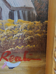 Small Autumn Farmhouse Gold Toned Wood Framed Decor Painting on Board