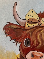 12 x 12 Original Acrylic Painting on Canvas…..“Spring Scottish Highland Cow“
