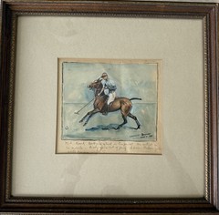 Cuthbert Bradley Original Water Color Of Polo Player Riding His Pony 1930 Signed