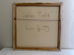 Mixed Media Signed Abstract Painting on Canvas Titled Simon Told