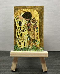 ACEO Limited Edition Print ‚The Kiss‘ Cat Parody Gustav Klimt Art Card Signed