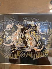 Vintage Danny Eastwood Dot Cloth Painting titled The Survival of the Kangaroos
