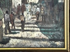VTG Mid-20th C Original French School Expressionist O/C „Moroccan Souk“, Signed!