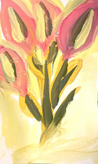 Walsh „Calla“ 6 X 4 Abstract Modern Floral PAPER Art 140 lb