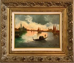 Early 20th Century A. Belardinelli Sign Oil Canvas Venice Unique Frame Painting