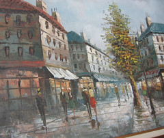 Henry Rogers Oil Painting Paris France Cityscape Framed 43.5″ x 31.5″ Signed