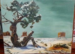 Signed 1930s Desert Oil Painting Signed Monument Valley Arizona