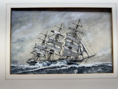 The “Sorraen” Stunning European Nautical 1948 Original Watercolor Clipper Ship ￼