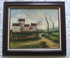 Vintage Oil Painting Impressionist by Van Gake Old European Countryside Ukraine