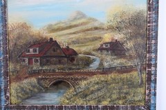 Vintage Homestead Oil Painting On Masonite Joseph Charles Frumes 1983