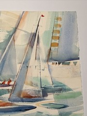 EXPRESSIONIST PAINTING SAILING MODERNIST MAURICE SILBER NAUTICAL ART ABSTRACT