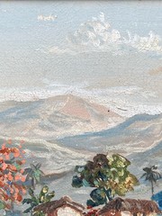 Vintage Original G. Gomez Reyes Signed Mexican Village Painting, Framed