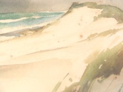 Antique John Hare Cape Cod Dunes Seascape W/C Painting