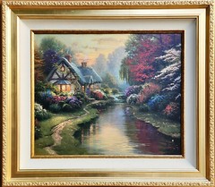 Thomas Kinkade Quiet Evening G/P DBL Signed 600/1400 Oil on Canvas 20×24