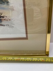 Joseph A Kennedy Watercolor Log Cabin Winter Landscape White Birch Tree Vtg 1978