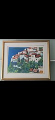 Bill Olendorf „Eze“ French Riviera Village Signed AP 15/25 Framed Lithograph