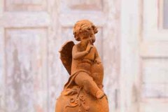 Amazing Sitting Cupid – Cast Iron Angel Statue – Angel Rustical Sculpture – Gift