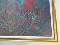 LARGE SURREALIST PAINTING ABSTRACT MODERNISM EXPRESSIONISM SIGNED WORTHEY CUBISM