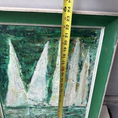 Vintage Antique Barn Find Original Oil Painting On Board Sailboats ~20”x24”