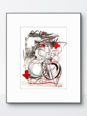 Original Abstract Expressionism 9×12 Black Red Paper Handmade Signed Fine Art 20