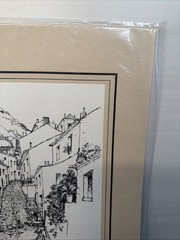 Print Sketch Monchique, Algarve, Portugal City Scape Signed Julio Amaro P14