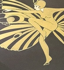 VTG Original Di Kaye ART DECO BUTTERFLY LADY erte Style Watercolor 22×25” Framed