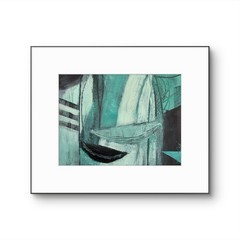 OOAK Original Cold Wax & Oil Small Painting 5×7 Paper Abstract Teal Turquoise