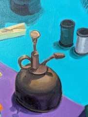 Pair of Dystopian Surrealist Still Life Art Paintings – 16×24 Canvas – UNSIGNED
