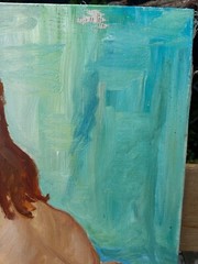 Handmade oil painting girl Ukrainian vintage 1960s Length 27inch Width19