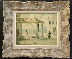 Montagu Framed Impressionist Italian Scene On Baroque Style Carved Frame