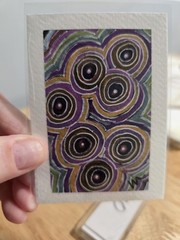 ACEO Original Painting Acrylic Psychedelic Circles Colors Abstract