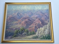 ANTIQUE AMERICAN IMPRESSIONIST PAINTING 1930 GRAND CANYON LARGE CHESTER SCHROCK