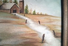 1980’s OOAK Oil on Canvas Art Piece:“Barn with Silo In The Field“; Thick Frame!
