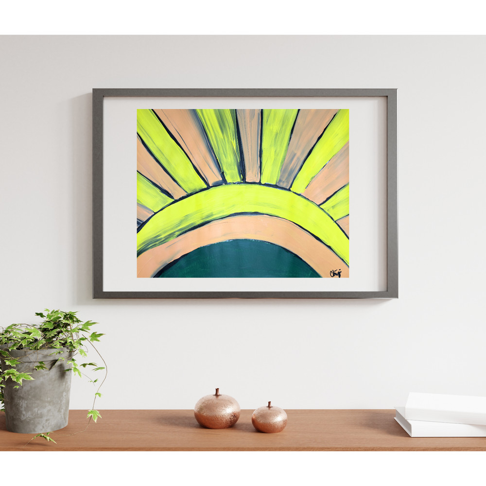 Sun, Abstract Expressionism 11×14 Multi-Colored Original Hand Painted Paper