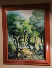 BEAUTIFUL VINTAGE OIL ON BOARD PAINTING SIGNED BY DARIN LANDSCAPE 30X37″ FRAMED