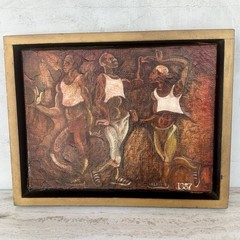 Ilya Shevel Expressionist Framed Oil Painting Break Dancers NYC Hip Hop 1987