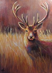Original Acrylic Painting Majestic Stag Deer Portrait Canvas Wildlife Wall Art