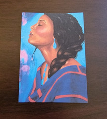 Latina Woman Colorful ACEO Art PRINT of Original Painting by Wenndelynn